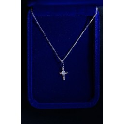 Silver Cross Tiny, with jewel centre and chain