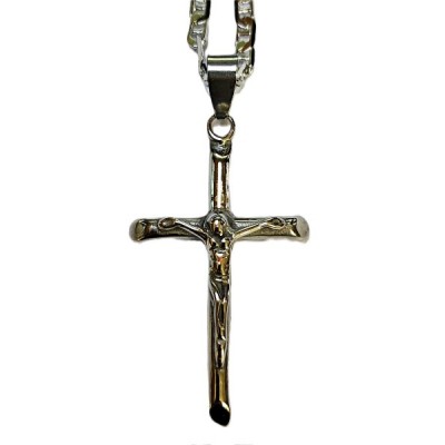 Silver Crucifix 5cm, flat ends and Chain