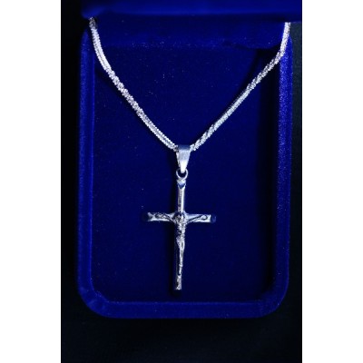 Silver Crucifix 5cm, flat ends and Chain