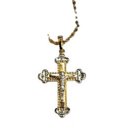 Silver & Gold Crucifix, Triangle ends and Chain