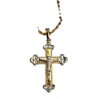 Silver & Gold Crucifix, Triangle ends and Chain