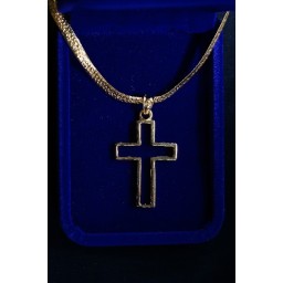 Gold Outline Cross (Heavy) with thick Chain
