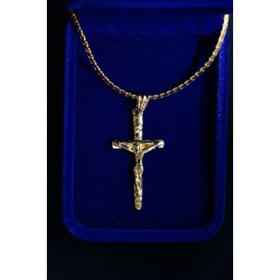 Gold plated Crucifix 4cm, Thick chain