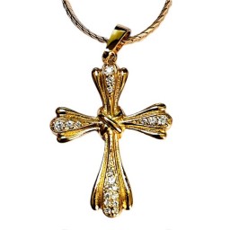 Rose gold patterned Cross, diamond studded and Chain