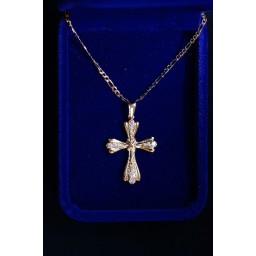 Rose gold patterned Cross, diamond studded and Chain