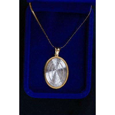Our Lady of Guadalupe pendant Silver & Gold frame and Chain
