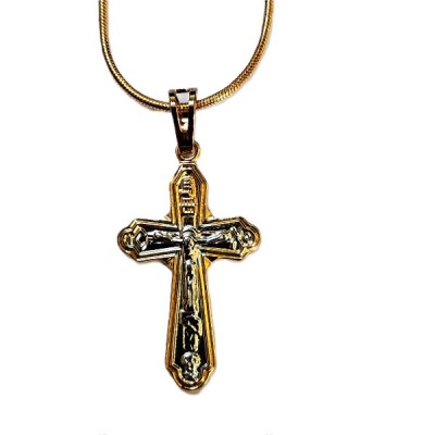 Gold Crucifix with Silver corpus on Gold & Silver Chain