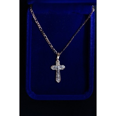 Gold Crucifix with Silver corpus on Gold & Silver Chain