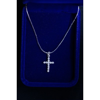 Diamante Cross with Silver Chain