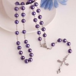 Rosary Purple Glass Pearl 8mm Rosary Purple Glass Pearl 8mm