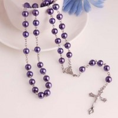 Rosary Purple Glass Pearl 8mm