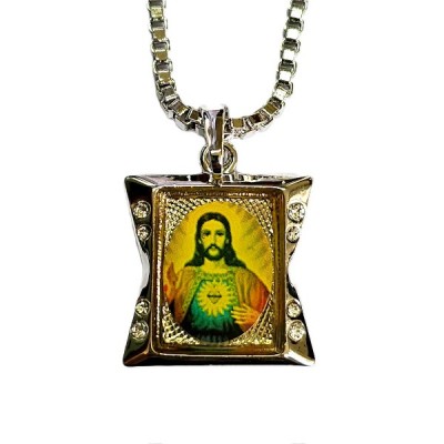 Silver Sacred Heart of Jesus and Chain