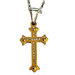 Cross Gold, inlaid stones, nails on ends (smaller cross)