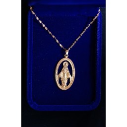 Miraculous Medal Gold, 3cm Oval on Chain