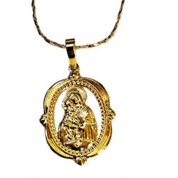 Pendant gold, oval Mary & Jesus