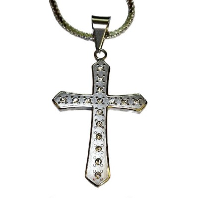 Cross Large Silver, patterned with tiny Stones