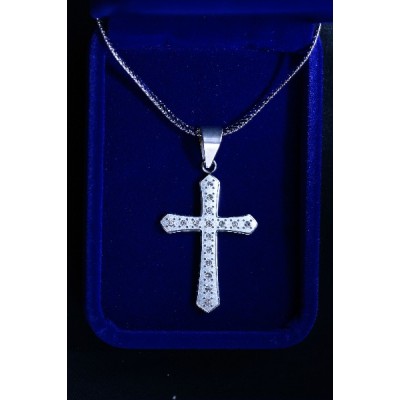 Cross Large Silver, patterned with tiny Stones
