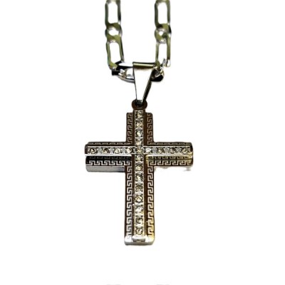 Cross Large Silver, patterned with tiny Stones