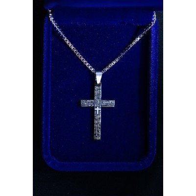 Cross, Black with Our Father (large) and Chain