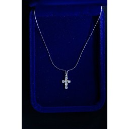 Cross Silver diamante, Tiny with Chain