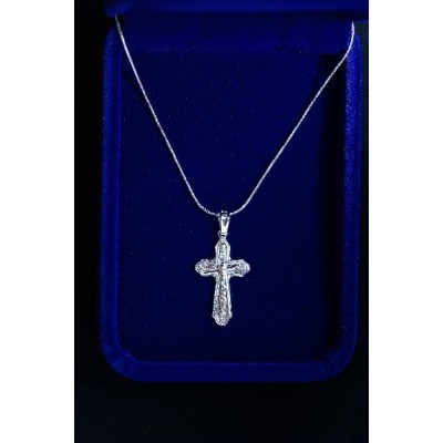 Silver Crucifix 3cm with  42cm fine pattern Chain