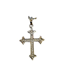 Cross Silver, inlaid Stones, patterned ends