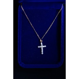 Gold Diamante Cross with Chain