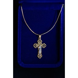 Crucifix Gold Filigree, (smaller) Silver Corpus and Chain
