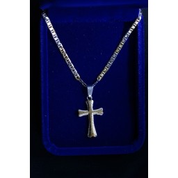 Cross Silver overlaid Black cross and chain Cross Silver overlaid Black cross and chain