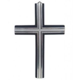 Wood Cross Large Black & Silver 33 x 18cm Wood Cross Large Black & Silver 33 x 18cm