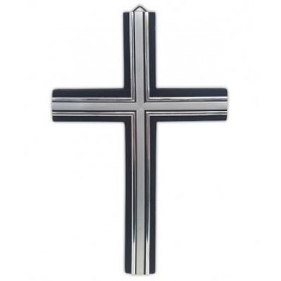 Wood Cross Large Black & Silver 33 x 18cm