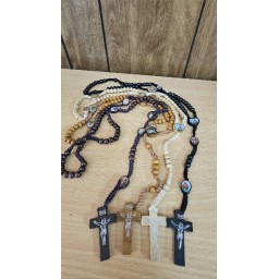Rosary DB/Brown/black/Light Brown/ Wood beads with Icons