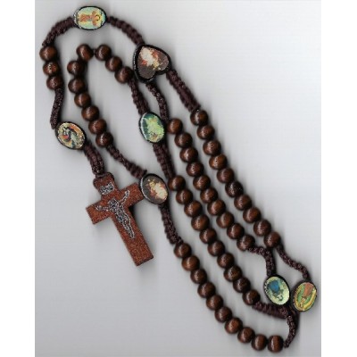 Rosary DB/ blk Wood beads with Icons