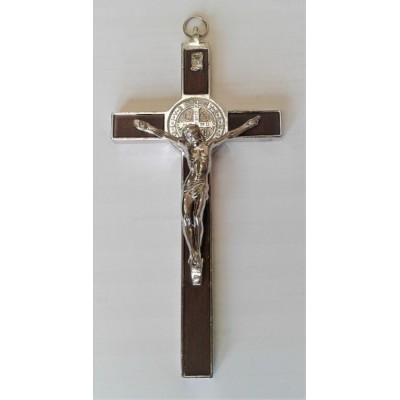 Crucifix St Benedict Wall Hanging Silver 20cm