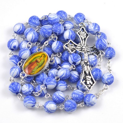 Rosary Our Lady of Guadalupe Blue/white beads