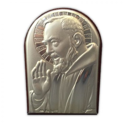 Padre Pio Stg Silver 6cm