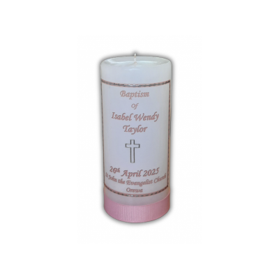 Baptism Candle 14cm: OG Pink