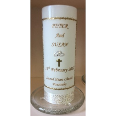 Wedding Candle Personalized 19cm x 6.5cm