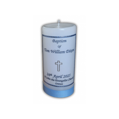 Baptism Candle 14cm: OG Light Blue