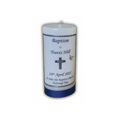 Baptism Candle 14cm: OG Dark Blue