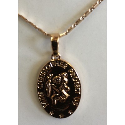 St Christopher Medal on Chain Gold plated