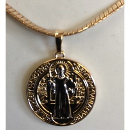 St Benedict Medallion & chain Gold plated