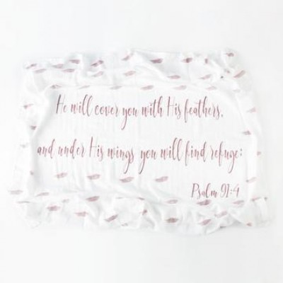 Under His Wings Ps 91:4 100% Organic Cotton Swaddle