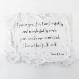 Fearfully and Wonderfully Made Ps 139:14 100% Cotton Swaddle Fearfully and Wonderfully Made Ps 139:14 100% Cotton Swaddle