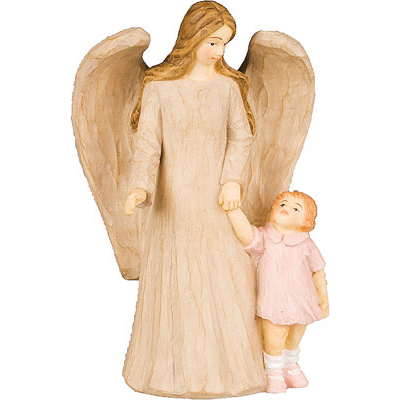 Faux Wood Resin Angel Baby Girl