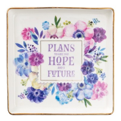 Trinket Tray Hope and Future- Jeremiah 29:11 (floral Col