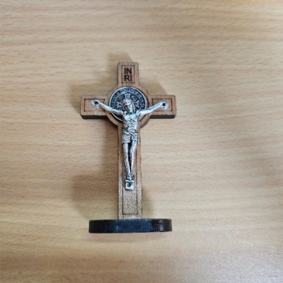 St Benedict Crucifix Standing wood with metal corpus