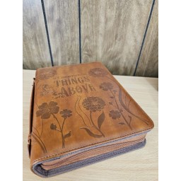 Bible Cover Brown Leatherette Large