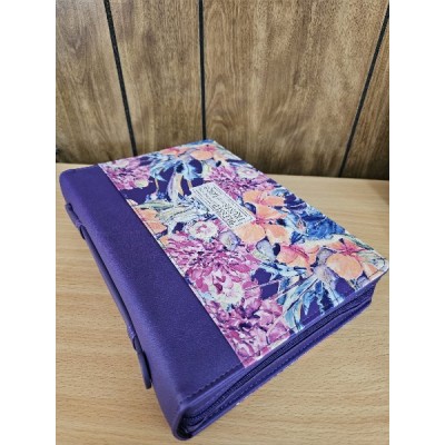 Bible Cover Medium Blessed is the One Purple Floral