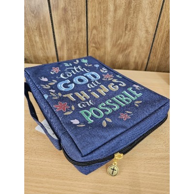 Bible Cover Large All Things Beautiful Blue Floral